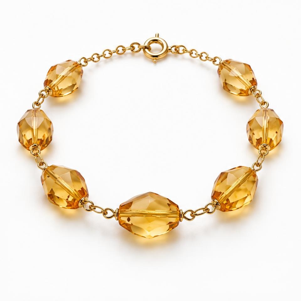 Amber & gold bead bracelet #24