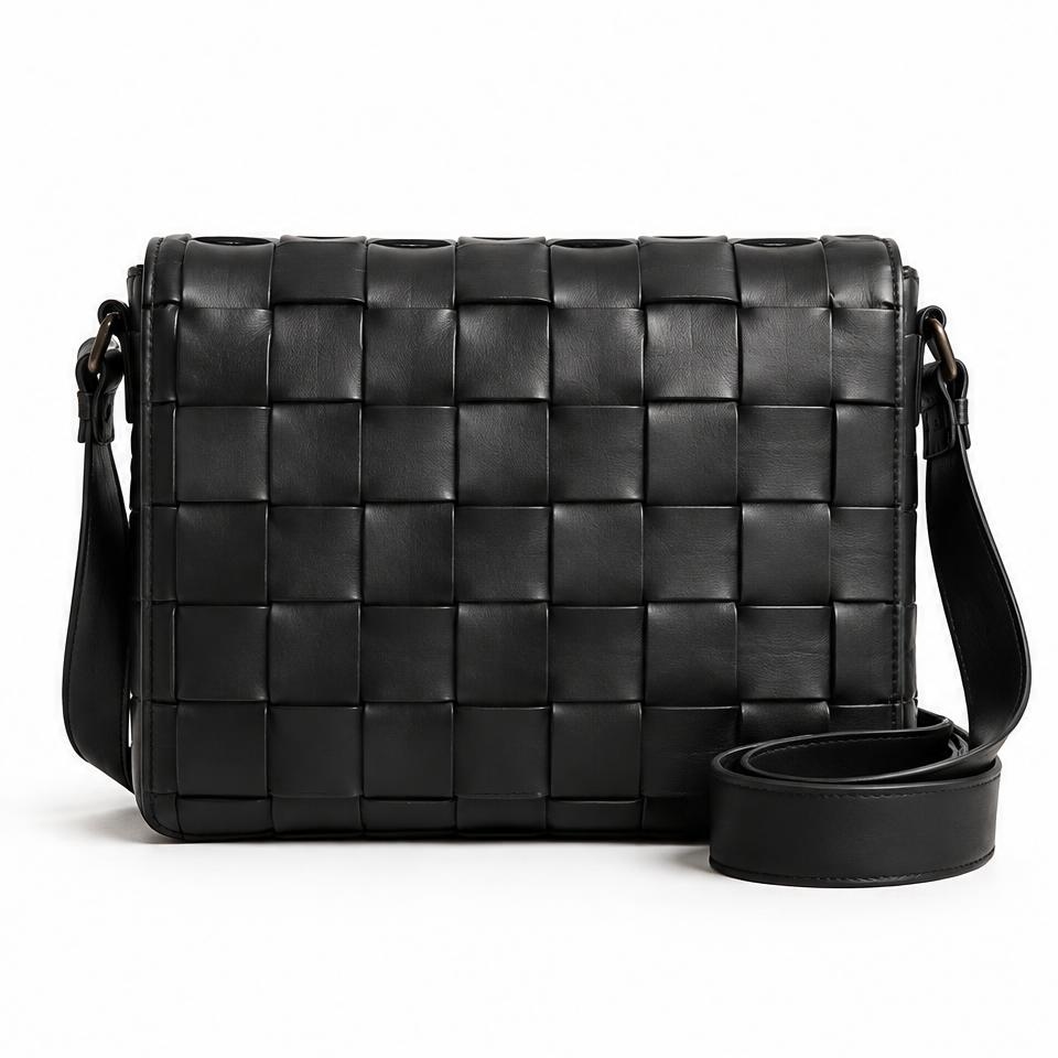 Woven leather messenger #15