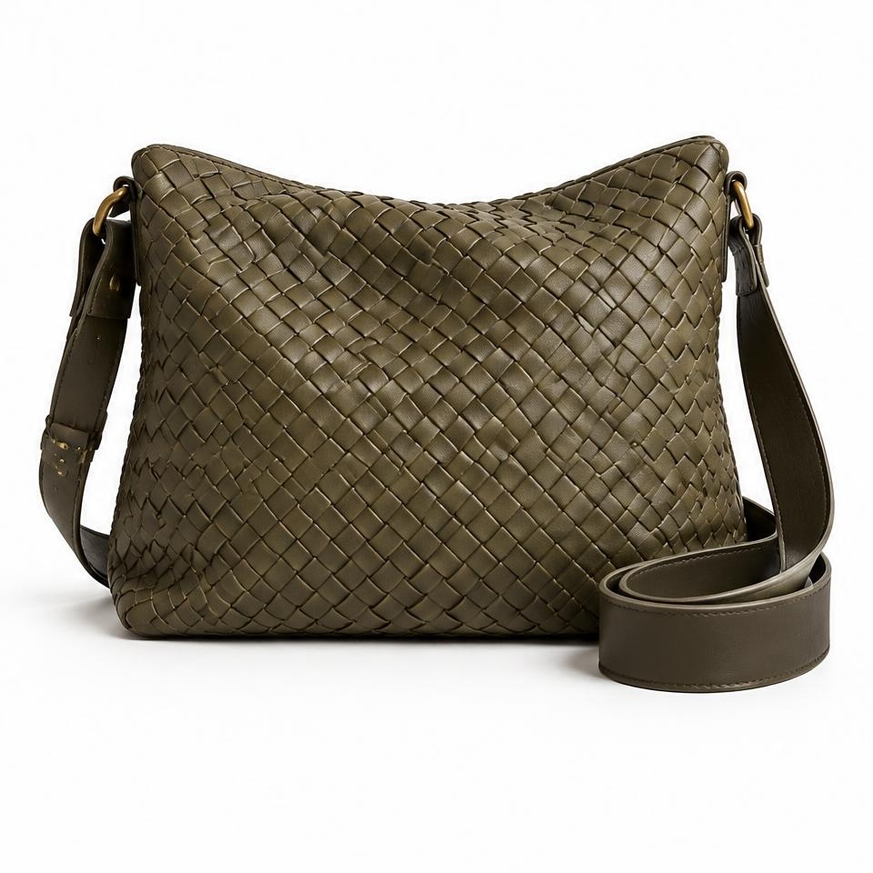 Woven leather messenger #35