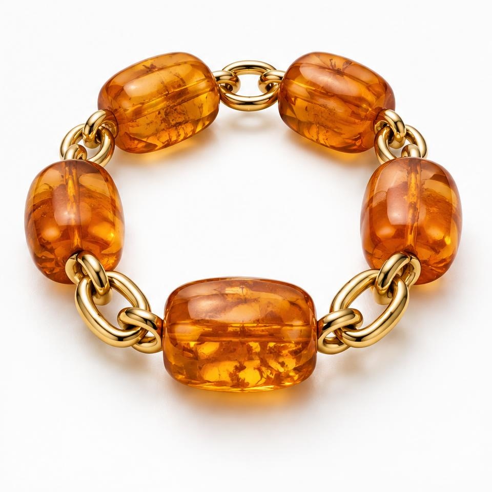 Amber & gold bead bracelet #34