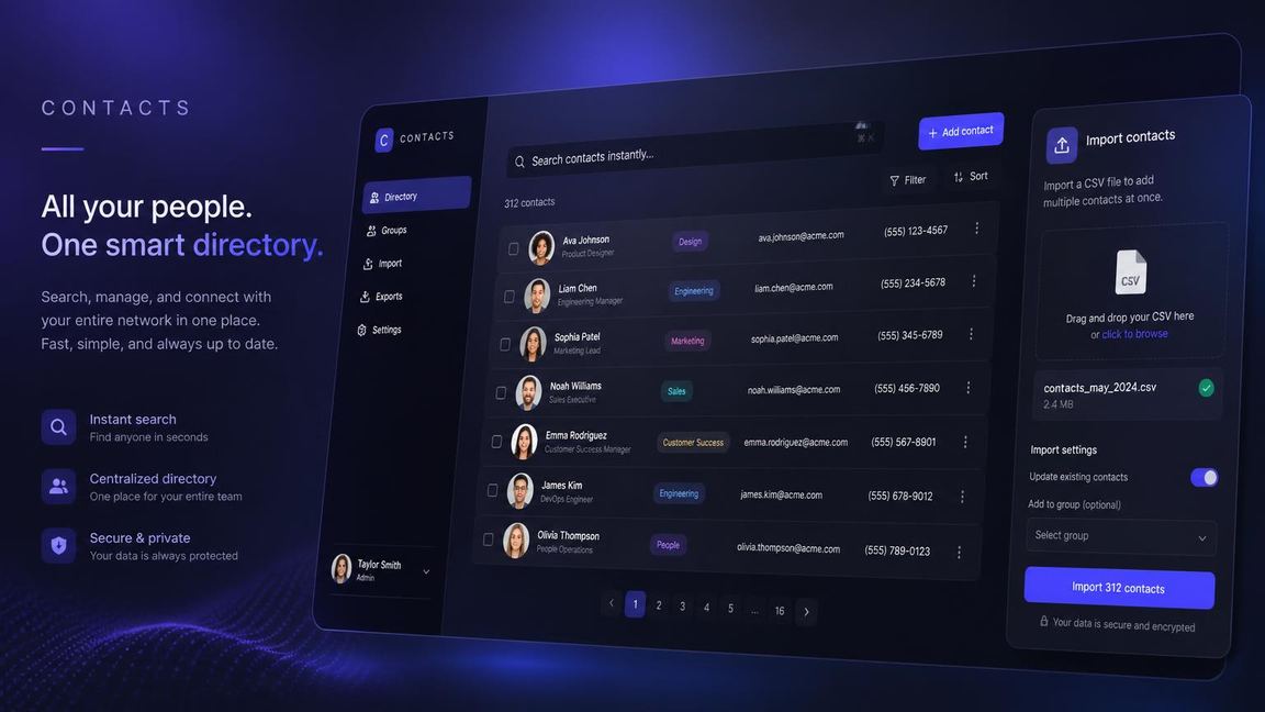 Contacts module in PlanSmarter — Internal and external