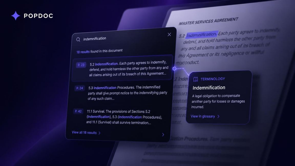 PopDoc & Dictionary module in PlanSmarter — Search anywhere
