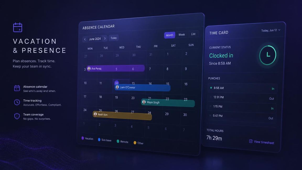 Vacation & presence module in PlanSmarter — Vacation register
